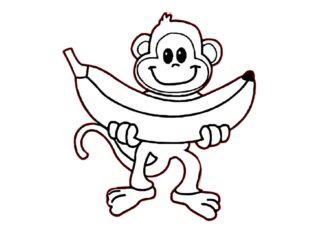 Online coloring book: Coloring monkey brings a banana